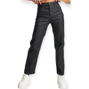 We The Free Pacifica Coated High Rise Slim Straight Leg Jean Black Biker Goth